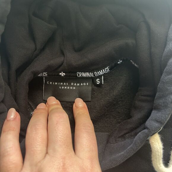 Criminal Damage Girls Small Clapton Crop Hood Drawstring Soft Layering - Picture 4 of 10